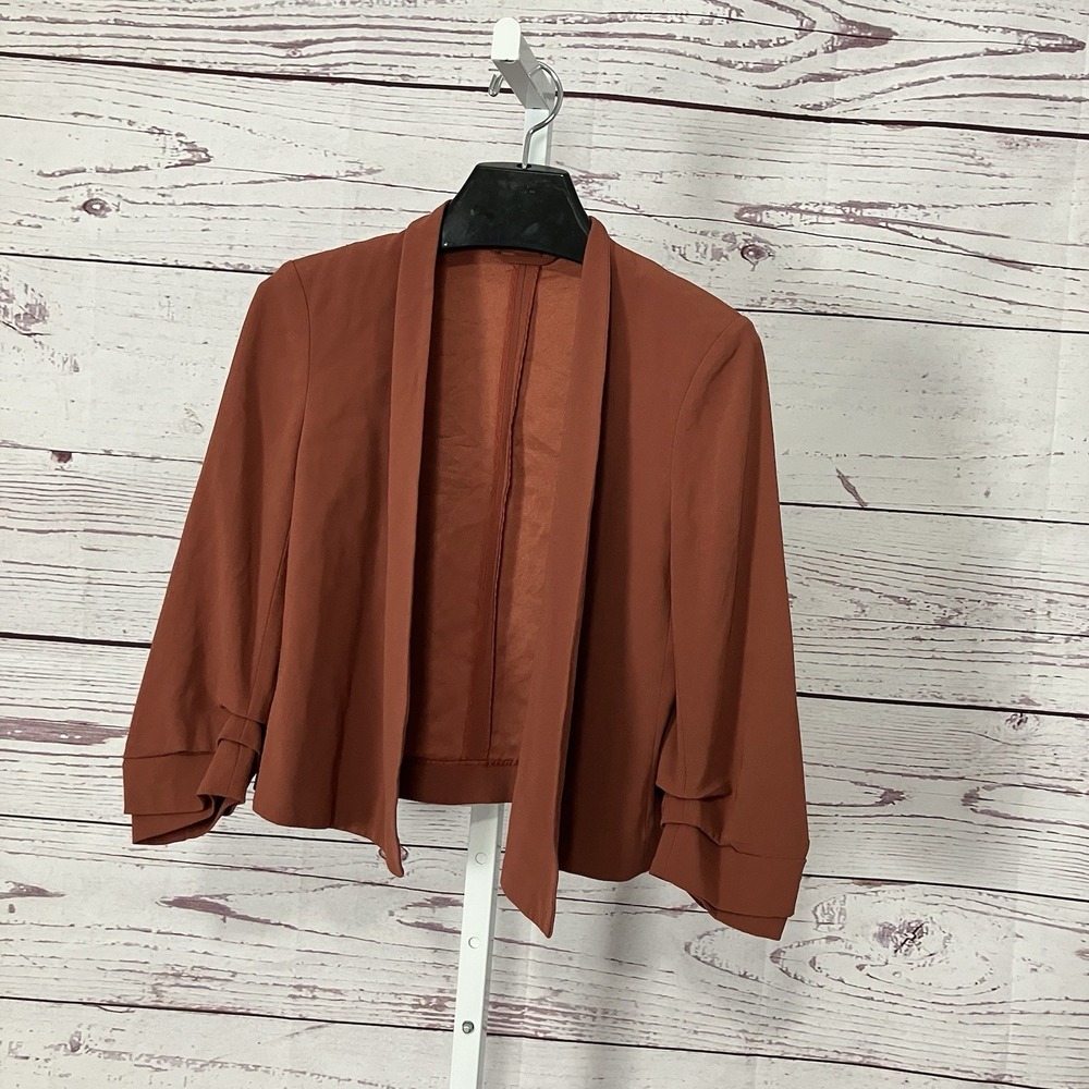 Babaton Rust Open Front Cropped‎ Blazer Jacket 3/4 Sleeve Womens Size 4